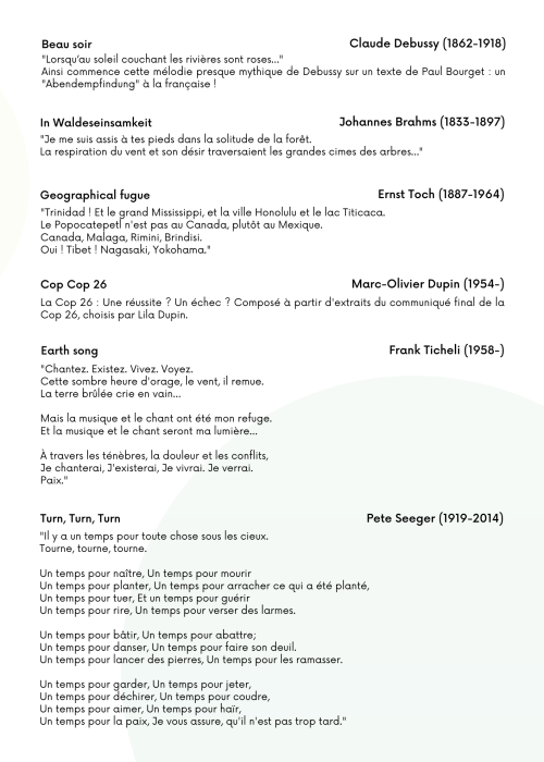 Programme du concert "Airs Purs", le 16 mai 2022 à La Sorbonne
